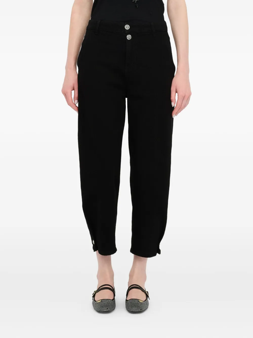 Liu •jo Cropped Balloon Jeans In Black