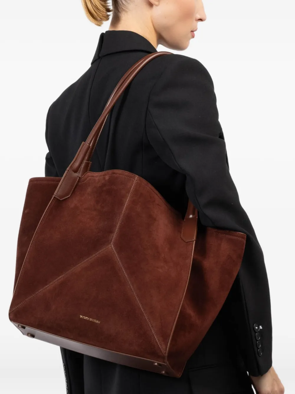 Victoria Beckham Suede Tote Bag In Brown