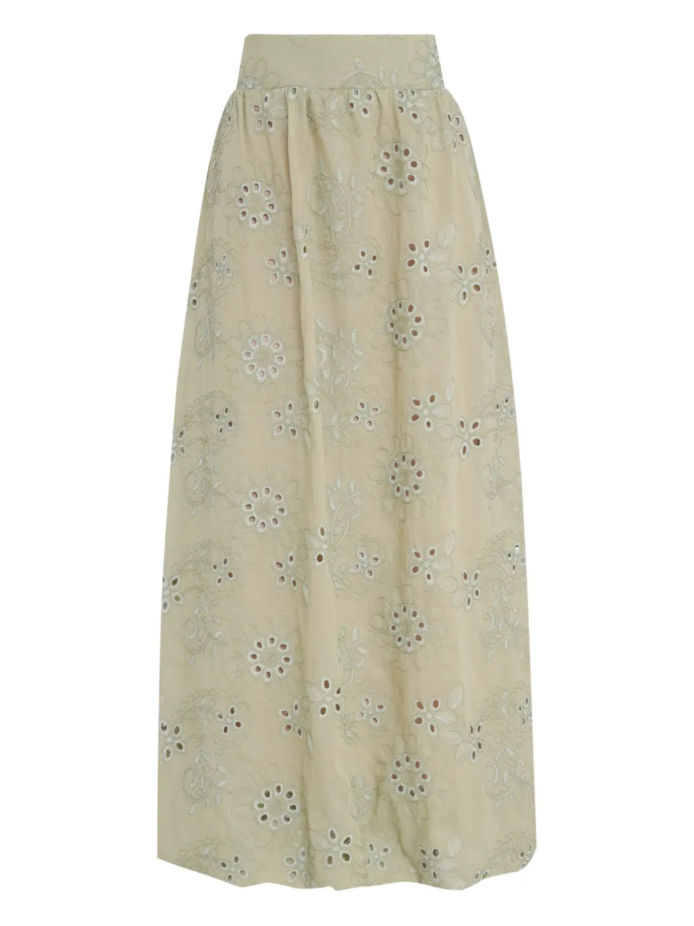 Brigitte Zahra Eyelet-embroidered Midi Skirt In Neutral