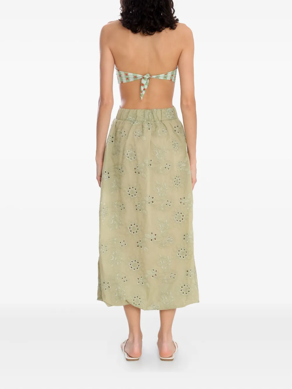 Brigitte Zahra Eyelet-embroidered Midi Skirt In Neutral