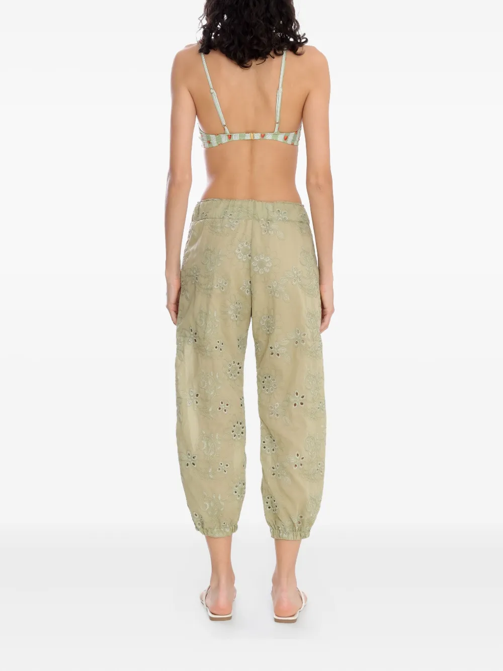 Brigitte Jasmine Eyelet-embroidered Trousers In Green