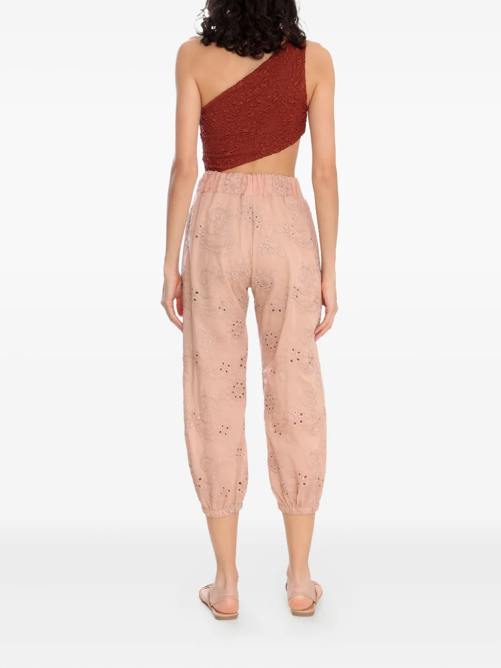 Brigitte Jasmine cropped broek met geborduurd ringlets Roze