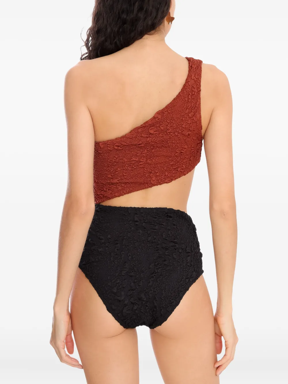 Brigitte One-shoulder Textured Swimsuit In Black