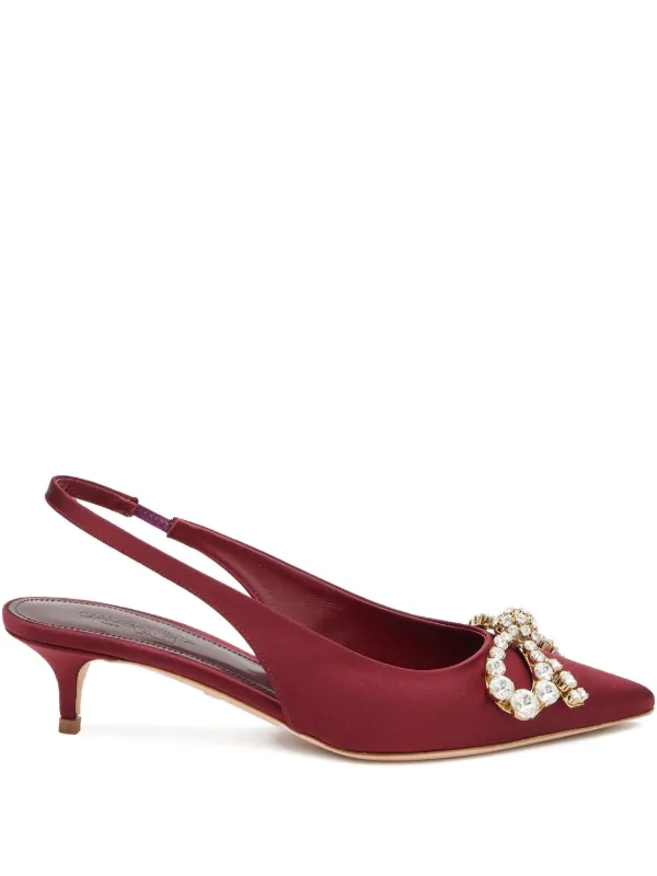 Giambattista Valli 40mm Crystal-embellished Slingback Pumps in Red
