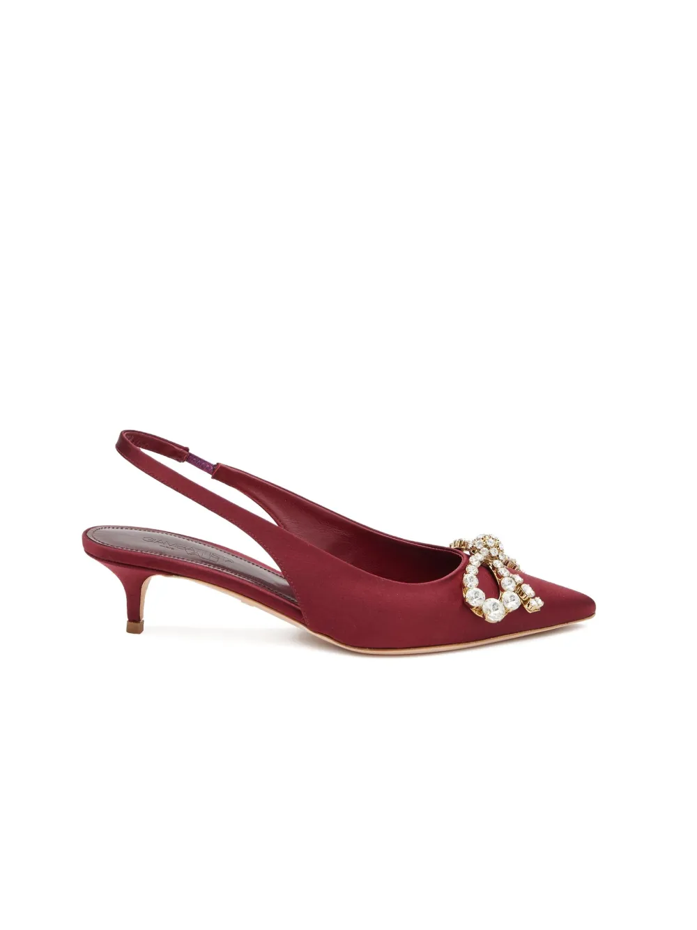 Giambattista Valli 40mm Crystal-embellished Slingback Pumps In Burgundy