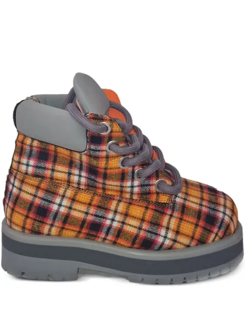 PDF plaid-pattern ankle boots 