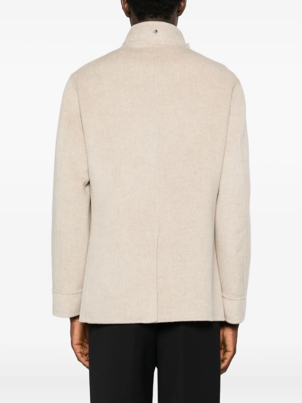 Montecore Double-breasted Collared Coat In Neutral
