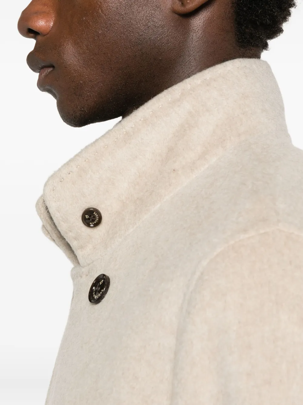 Montecore Double-breasted Collared Coat In Neutral
