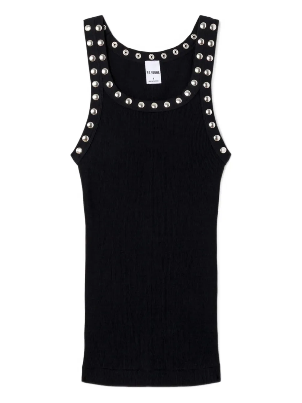 Re/done Studded Ribbed Tank In Black