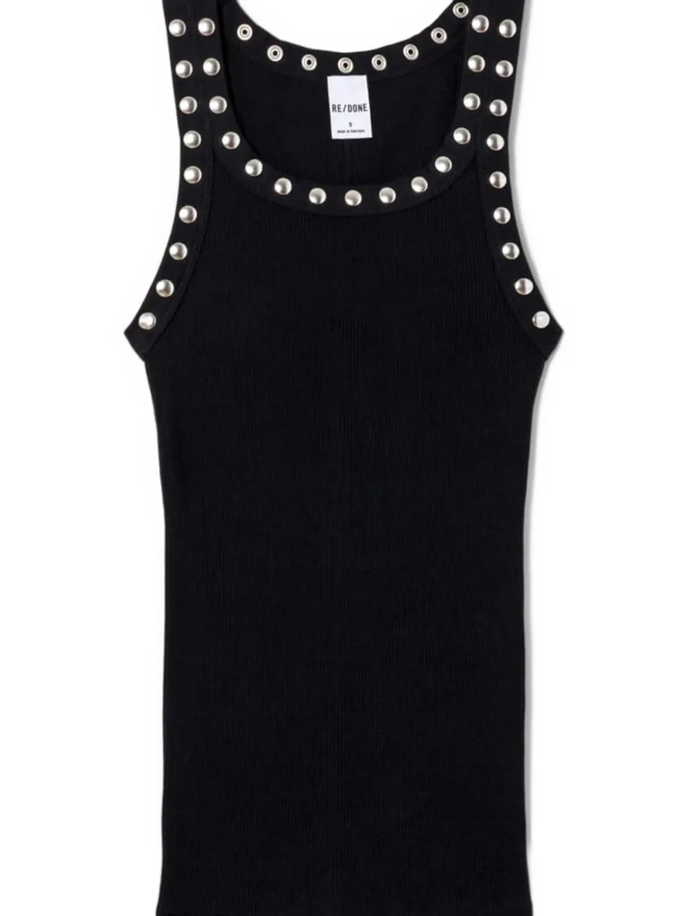 Re/done Studded Ribbed Tank In Black