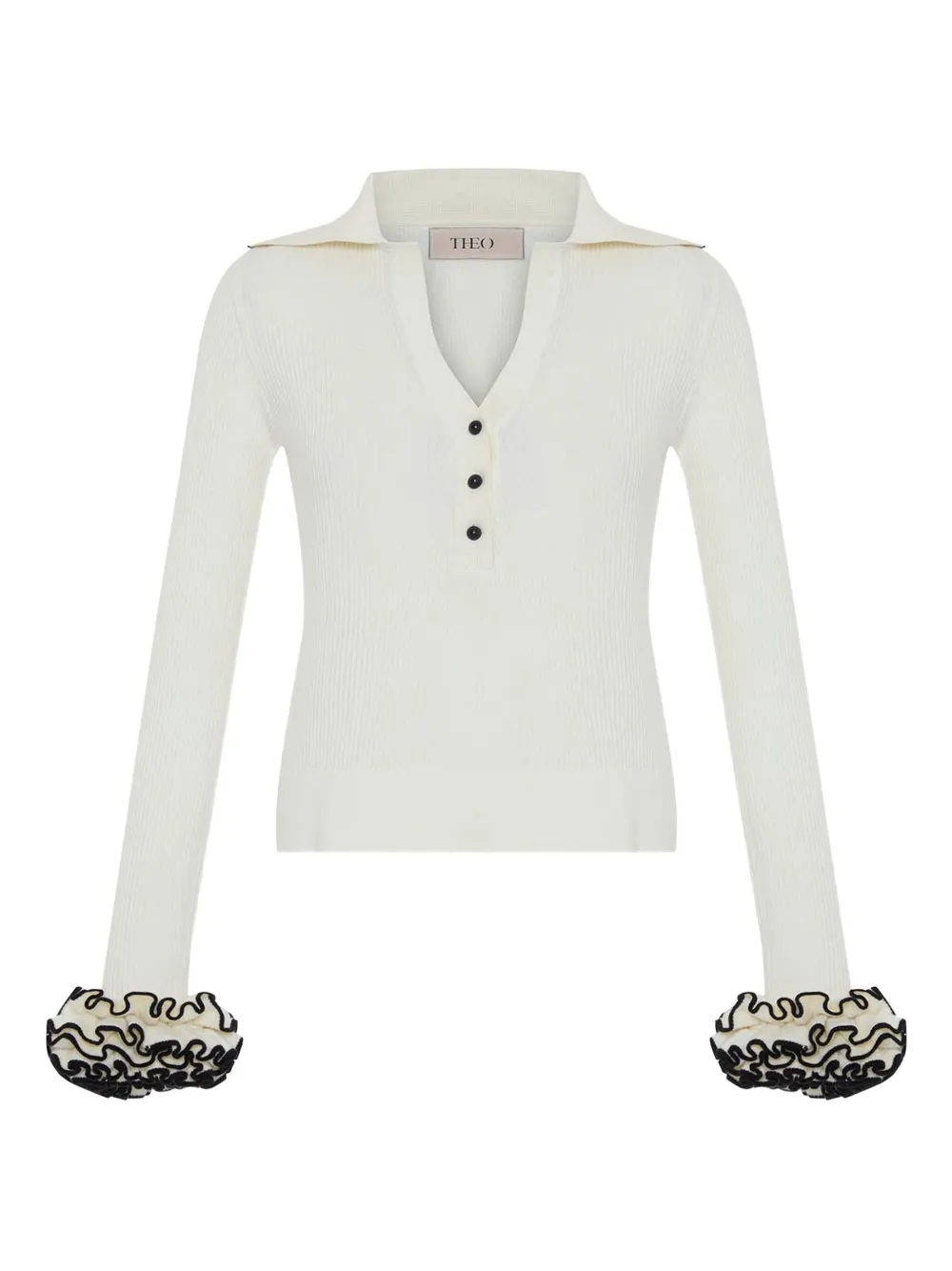 Theo By Tim Van Steenbergen ruffled knitted top | Neutrals | Image 1