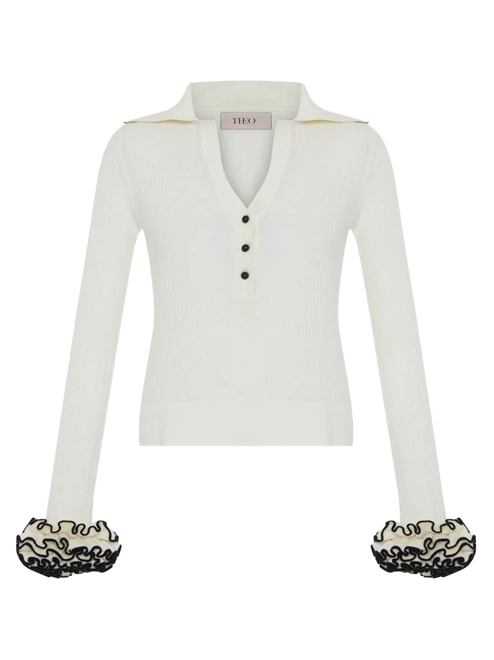 Theo By Tim Van Steenbergen Ruffled Knitted Top In White