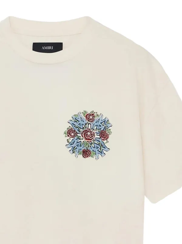 AMIRI rose-embellished T-shirt | Neutrals | FARFETCH