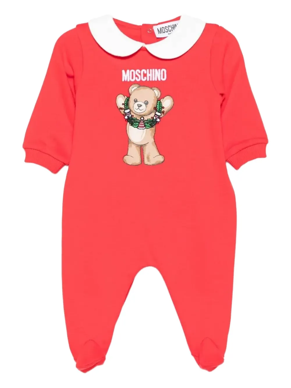 Moschino Kids teddy-print collared pajamas | Red | Image 1