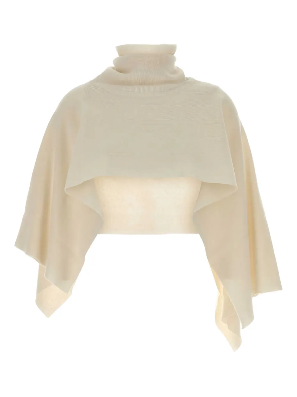 Magda Butrym Turtleneck Wool Cape In Neutral