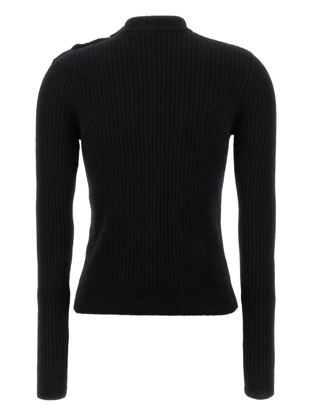 Balmain High Collar Ls Btn Gold In Black