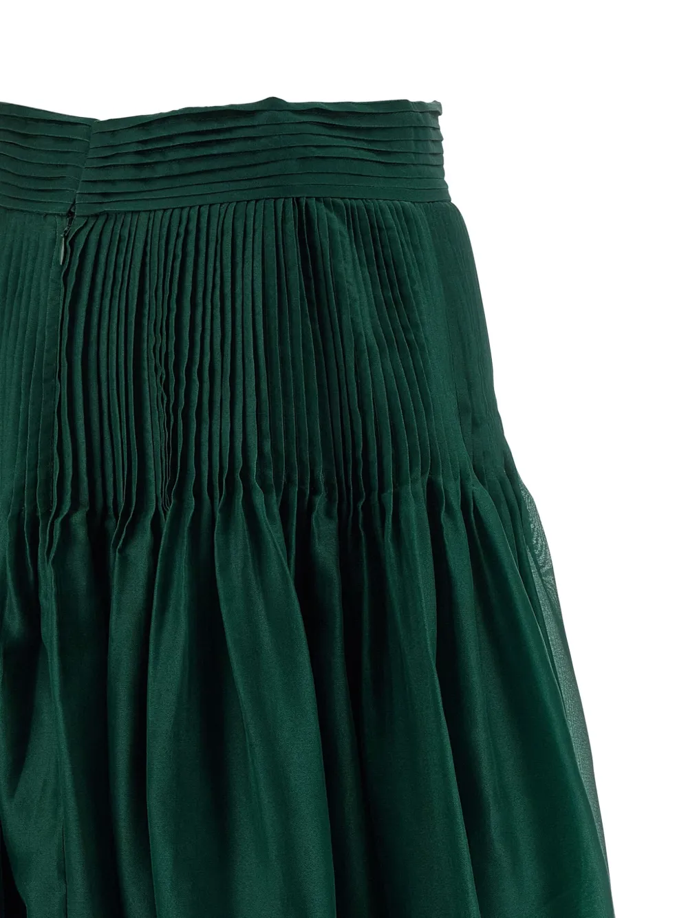 Carolina Herrera Pintucked Organza Skirt In Green