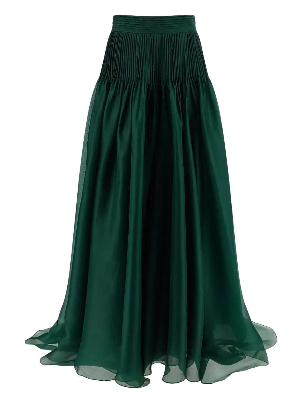 Carolina Herrera pintucked organza skirt - Groen