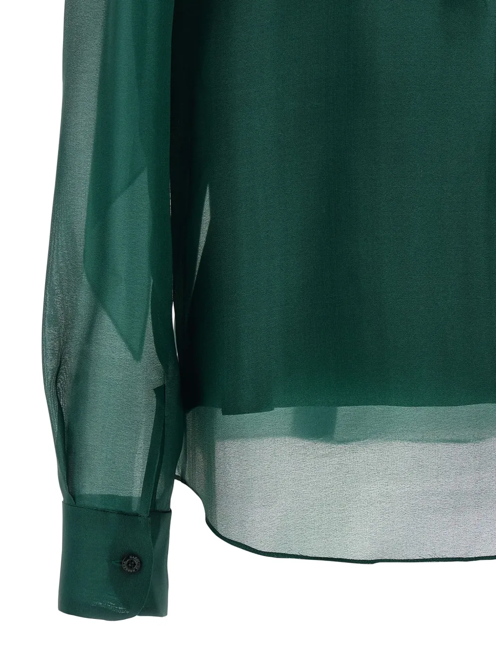 Carolina Herrera Sheer Long Sleeve Blouse With Bow Detail In Green