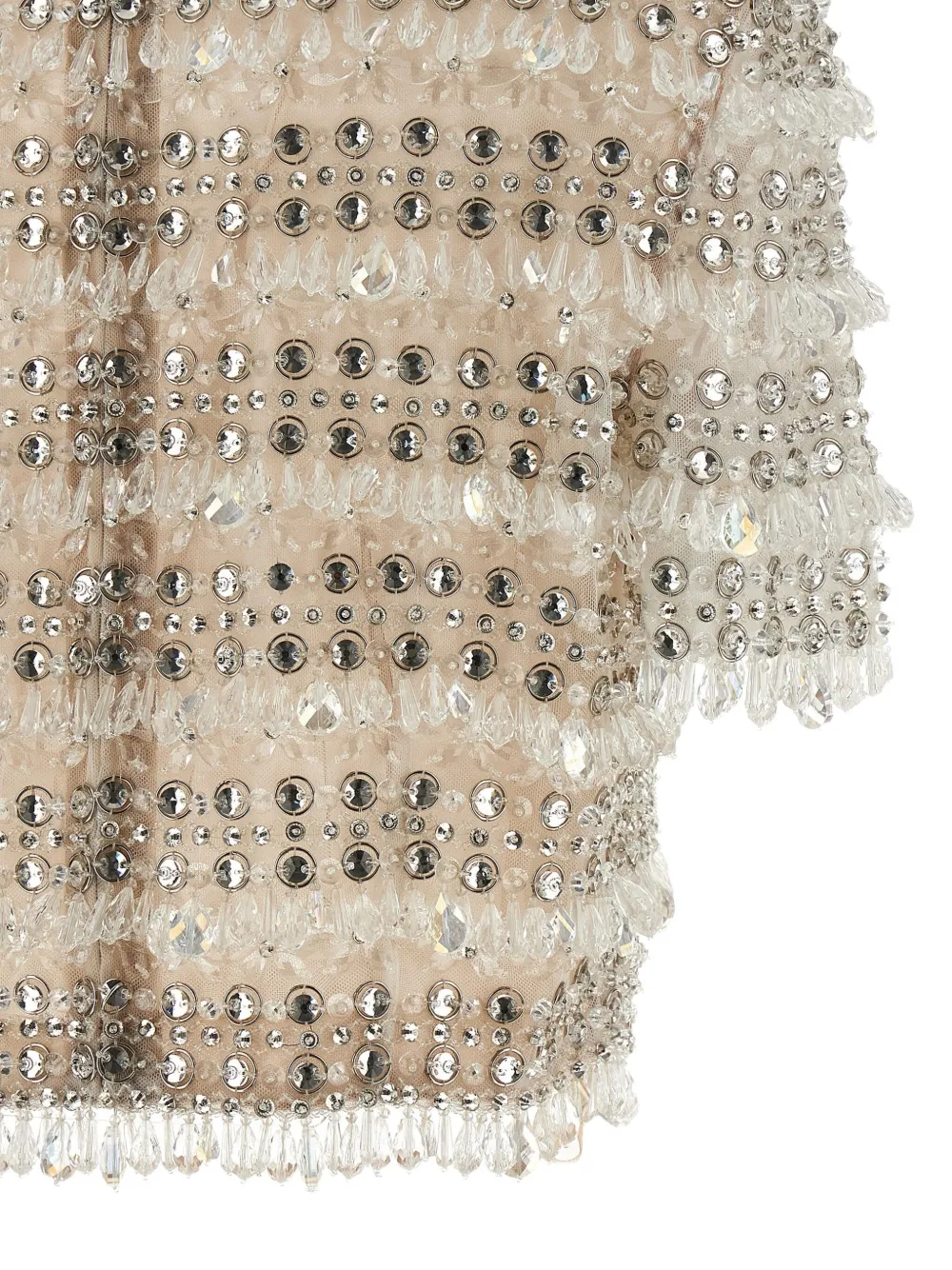 Carolina Herrera Crystal-embellished Short-sleeved Top In Neutral