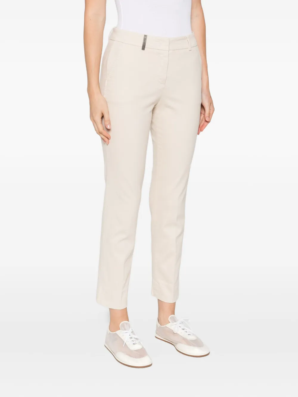 Peserico Katoenen broek met logodetail Beige