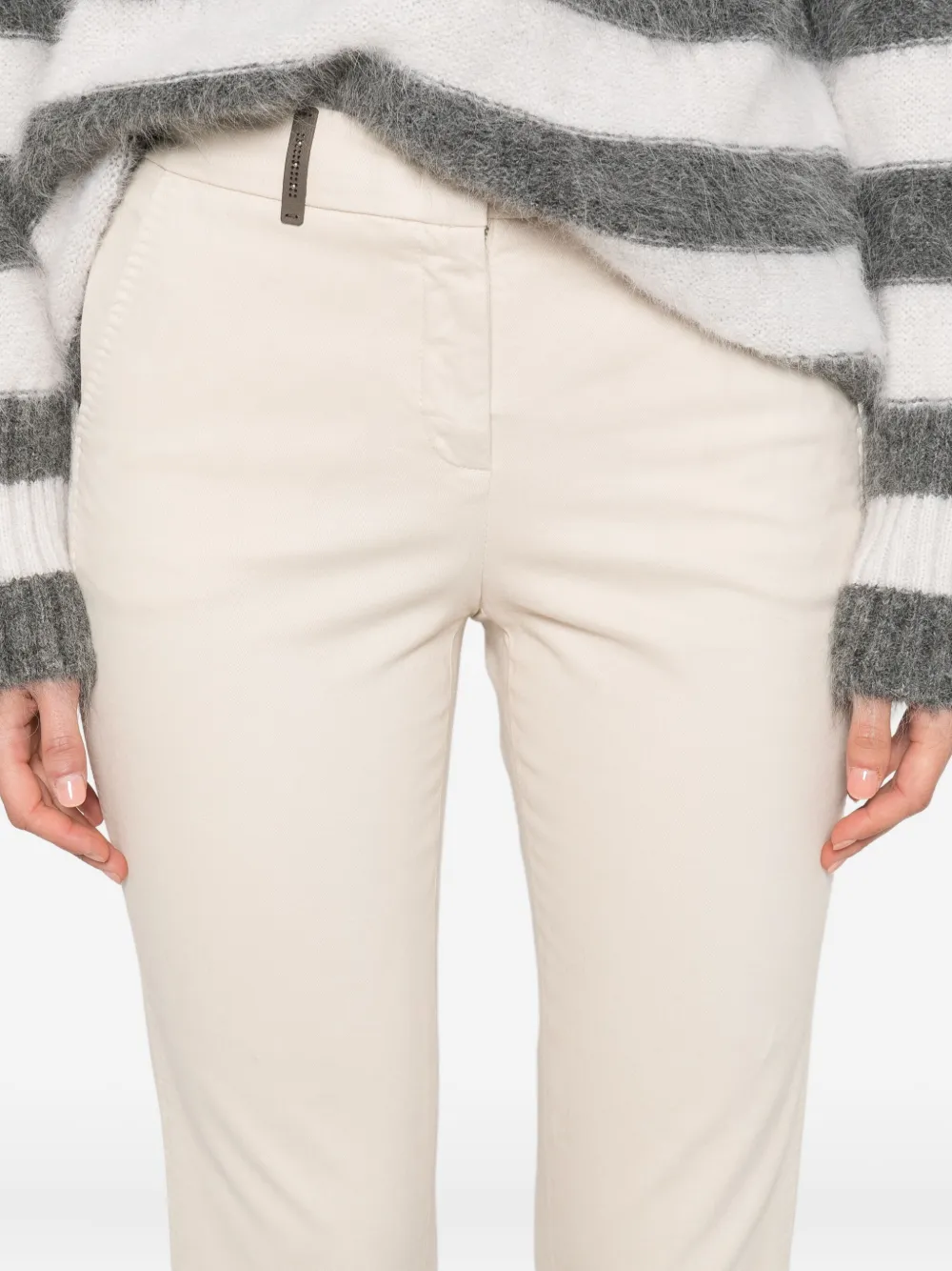 Peserico Katoenen broek met logodetail Beige