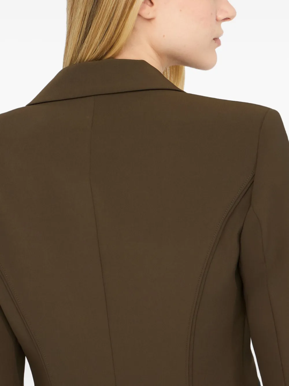 Liu •jo Lapel Pearl-button Blazer In Brown