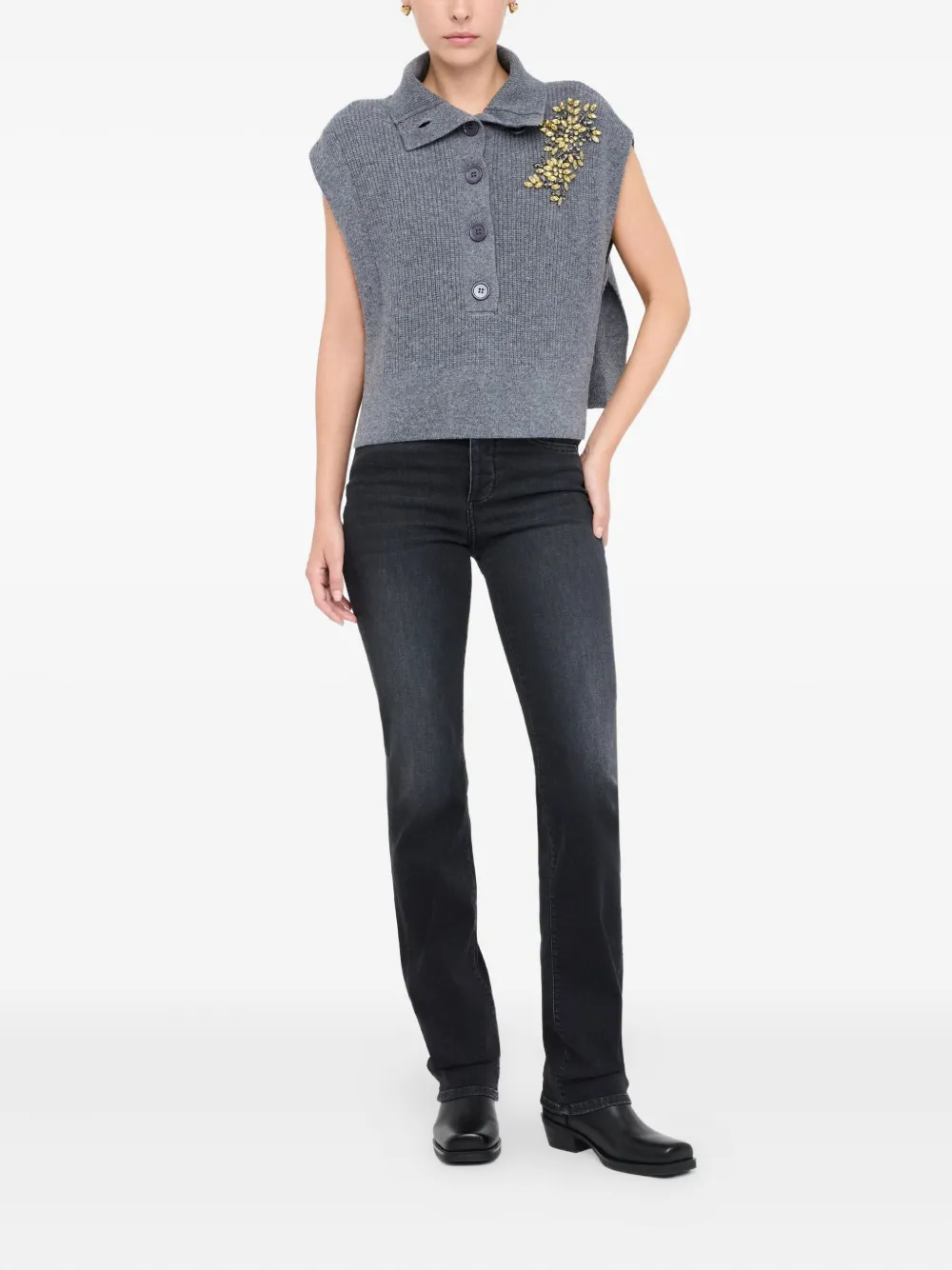 LIU JO 100% wool vest with bejewelled embroidery | Knitted Sweaters | Image 2