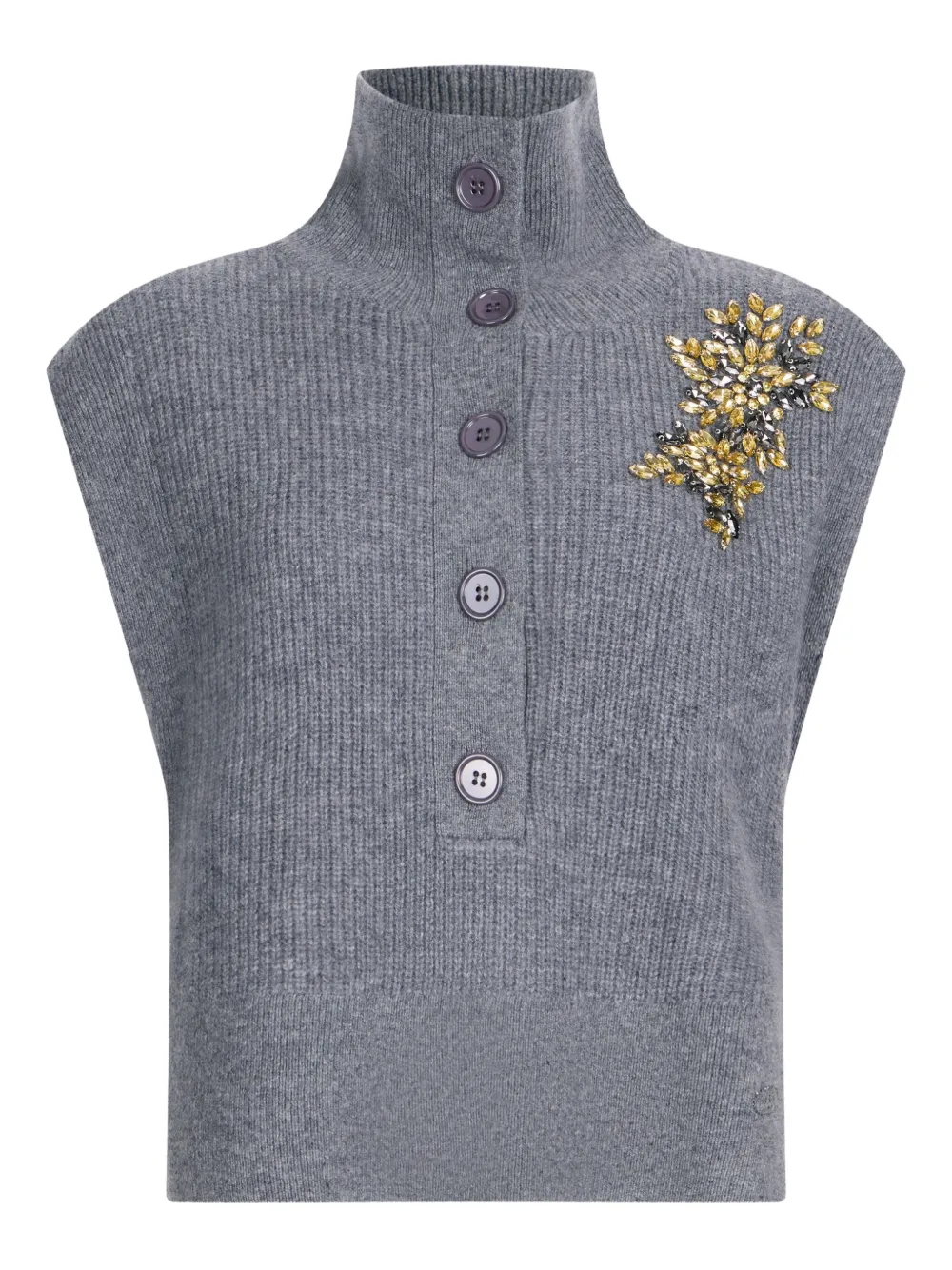 LIU JO 100% wool vest with bejewelled embroidery | Grey | Image 1