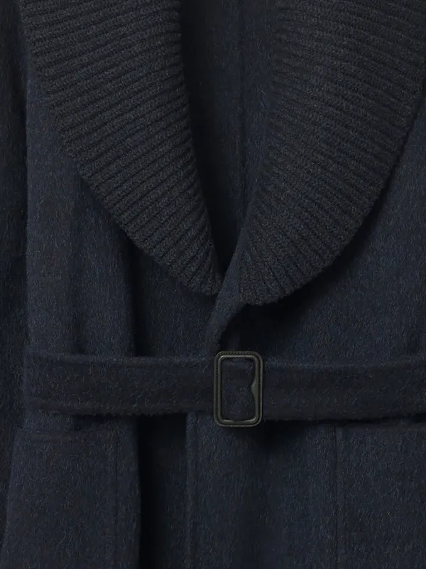Burberry shawl-collar wool-blend Coat | Blue | FARFETCH