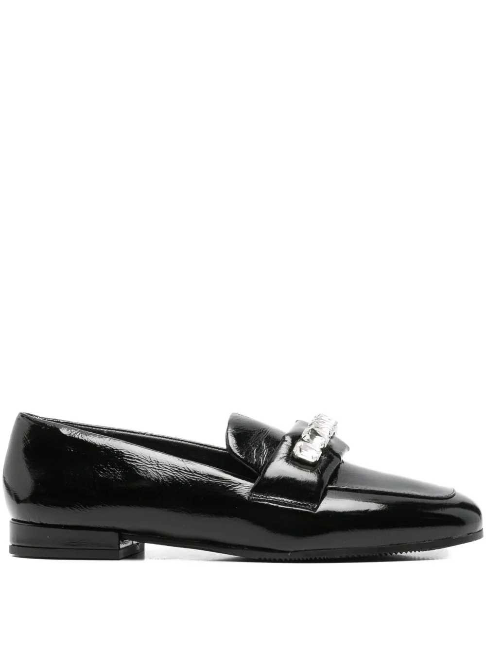 Evaluna Embellished Calf-leather Loafers In Black