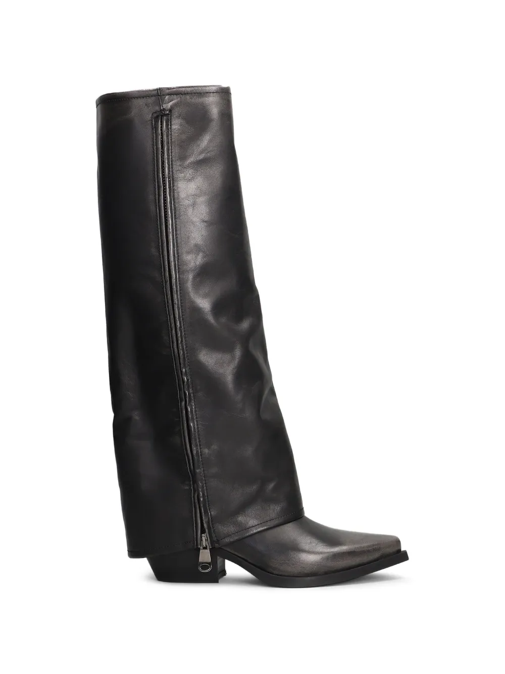 Metisse Leather Cowboy Boots In Black