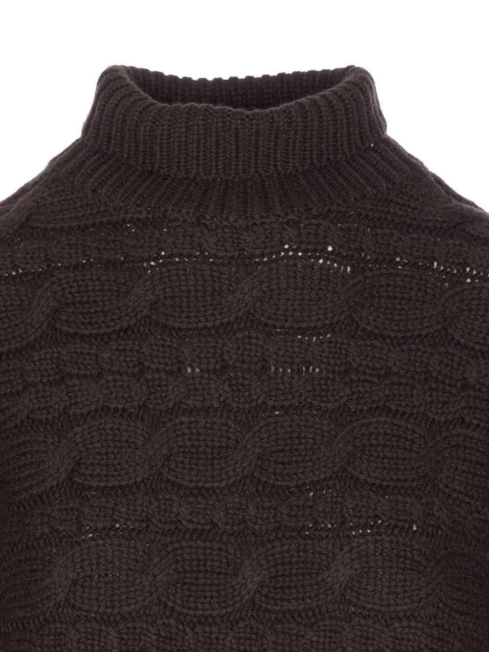 Guest In Residence Women Cropped Cable Turtleneck Sweater In Brown