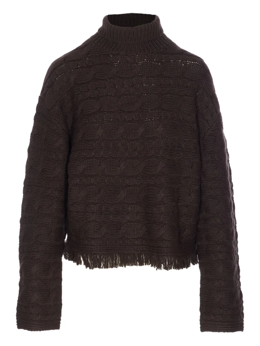 Guest In Residence Women Cropped Cable Turtleneck Sweater In Brown