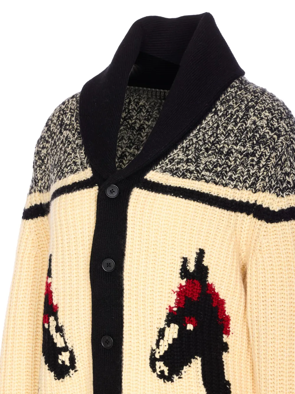 Guest In Residence Horse-intarsia Buttoned Cardigan In Neutral