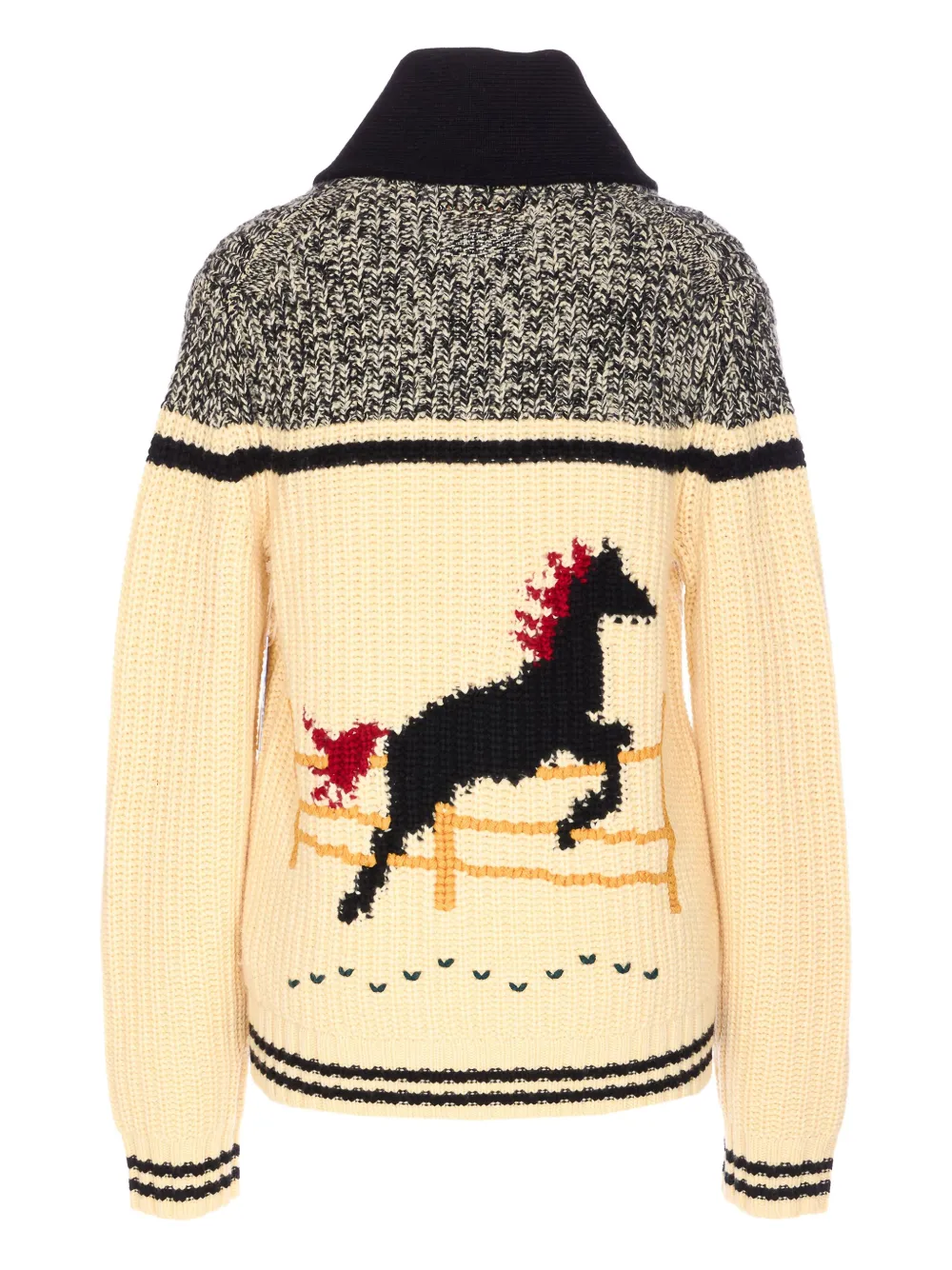 Guest In Residence Horse-intarsia Buttoned Cardigan In Neutral