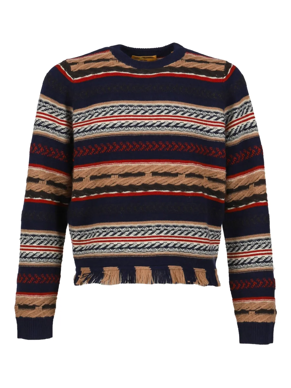 Guest In Residence Gestreifter Pullover mit Fransen | Blau | Image 1