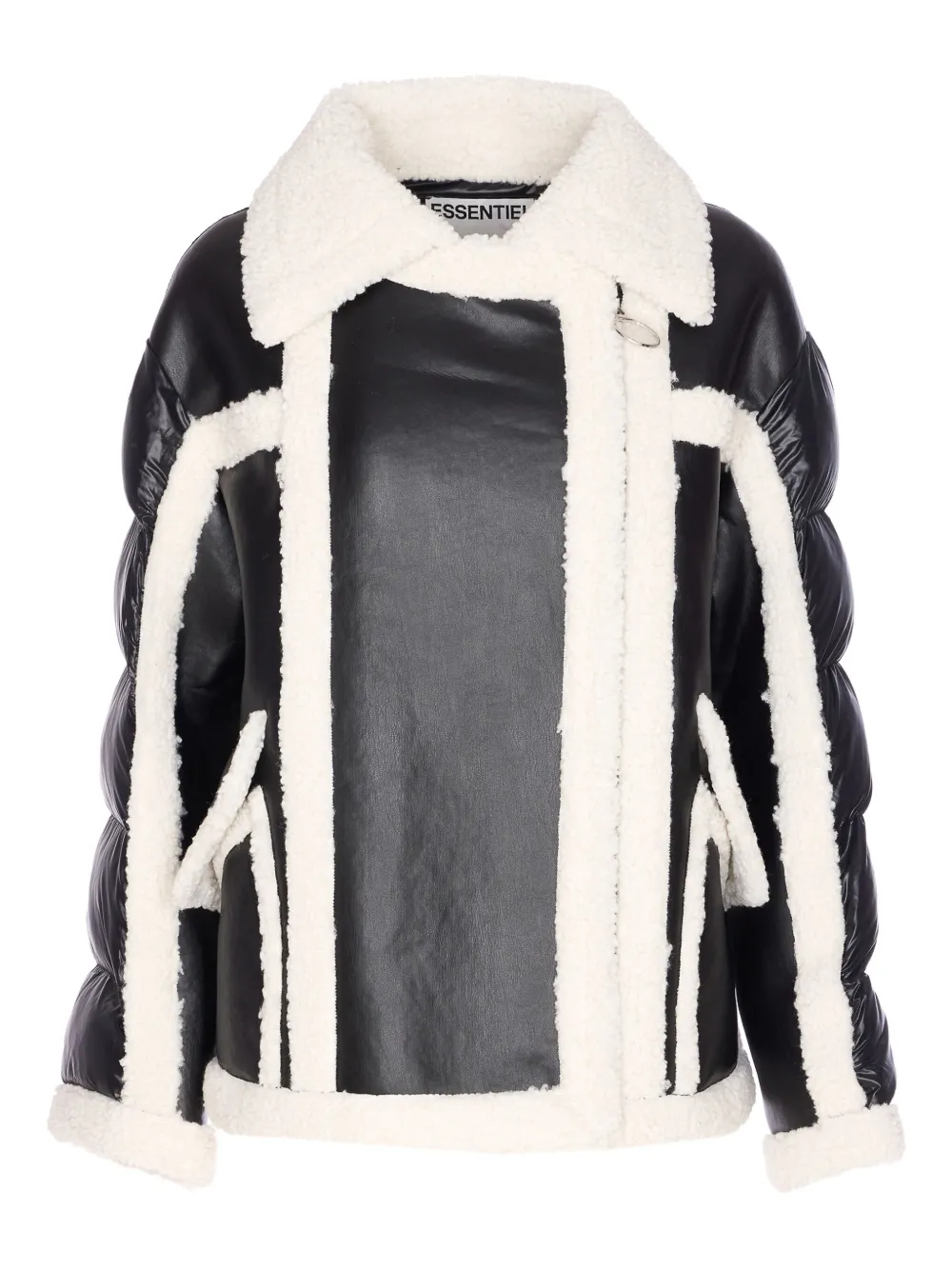 Essentiel Antwerp Faux-shearling Panelled Jacket In Black