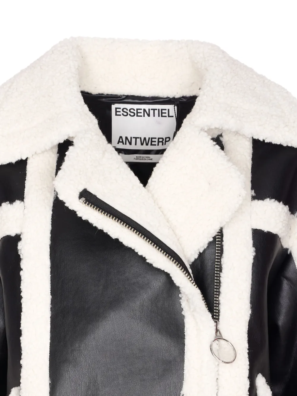 Essentiel Antwerp Faux-shearling Panelled Jacket In Black