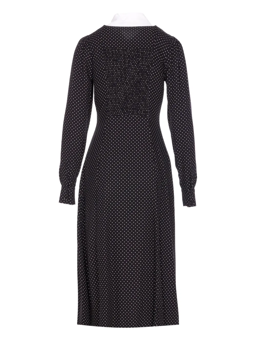 MAR DE MARGARITAS Flared midi-jurk met kraag en stippen - Zwart