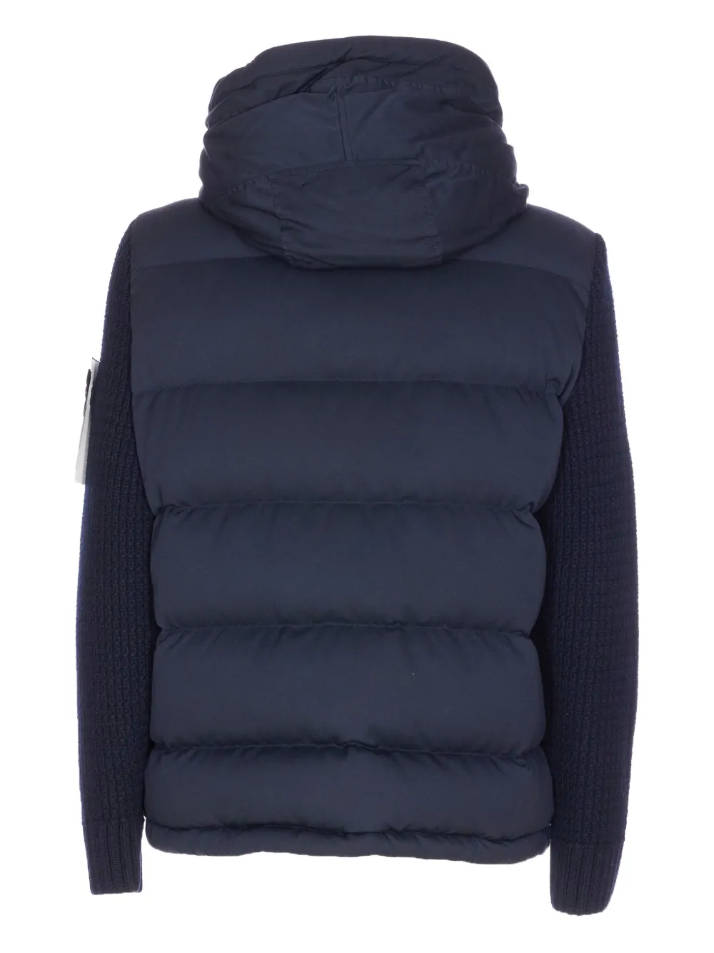 Stone Island Ghost Wool Down Jacket With Knitted Sleeves In Blue