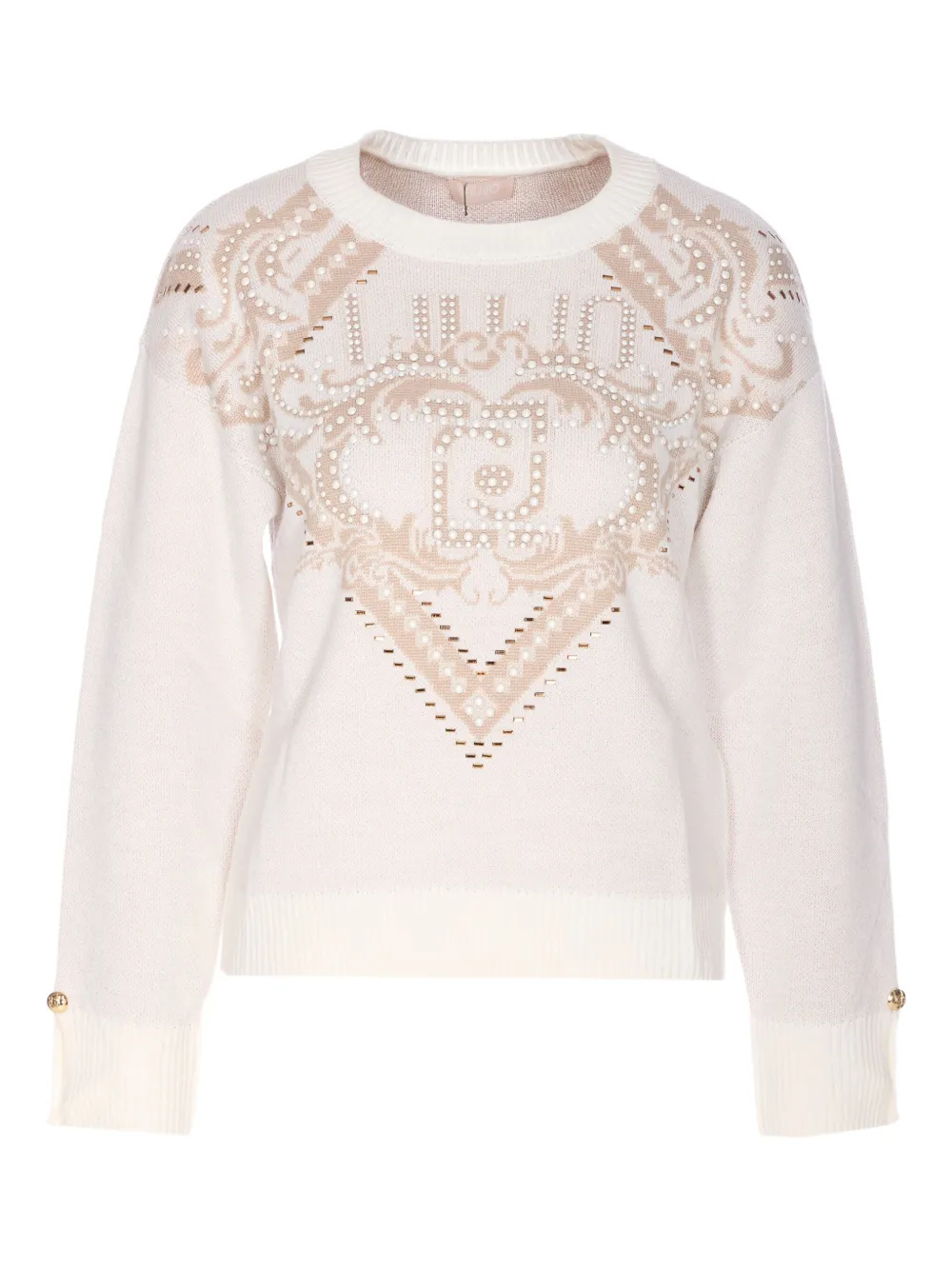 Liu •jo Pearl-embellished Graphic Top In White