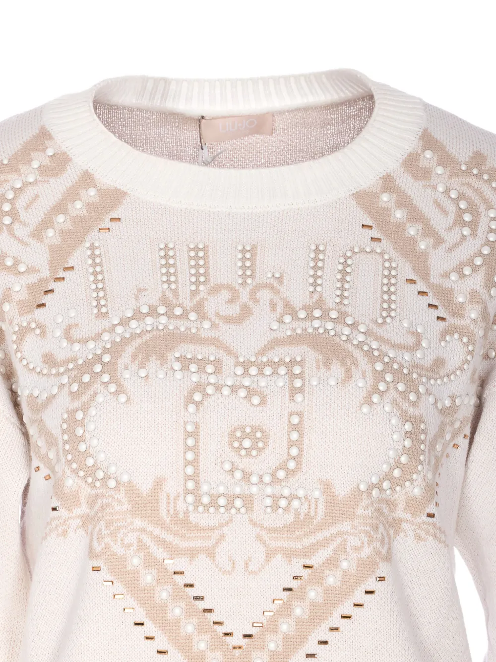 Liu •jo Pearl-embellished Graphic Top In White