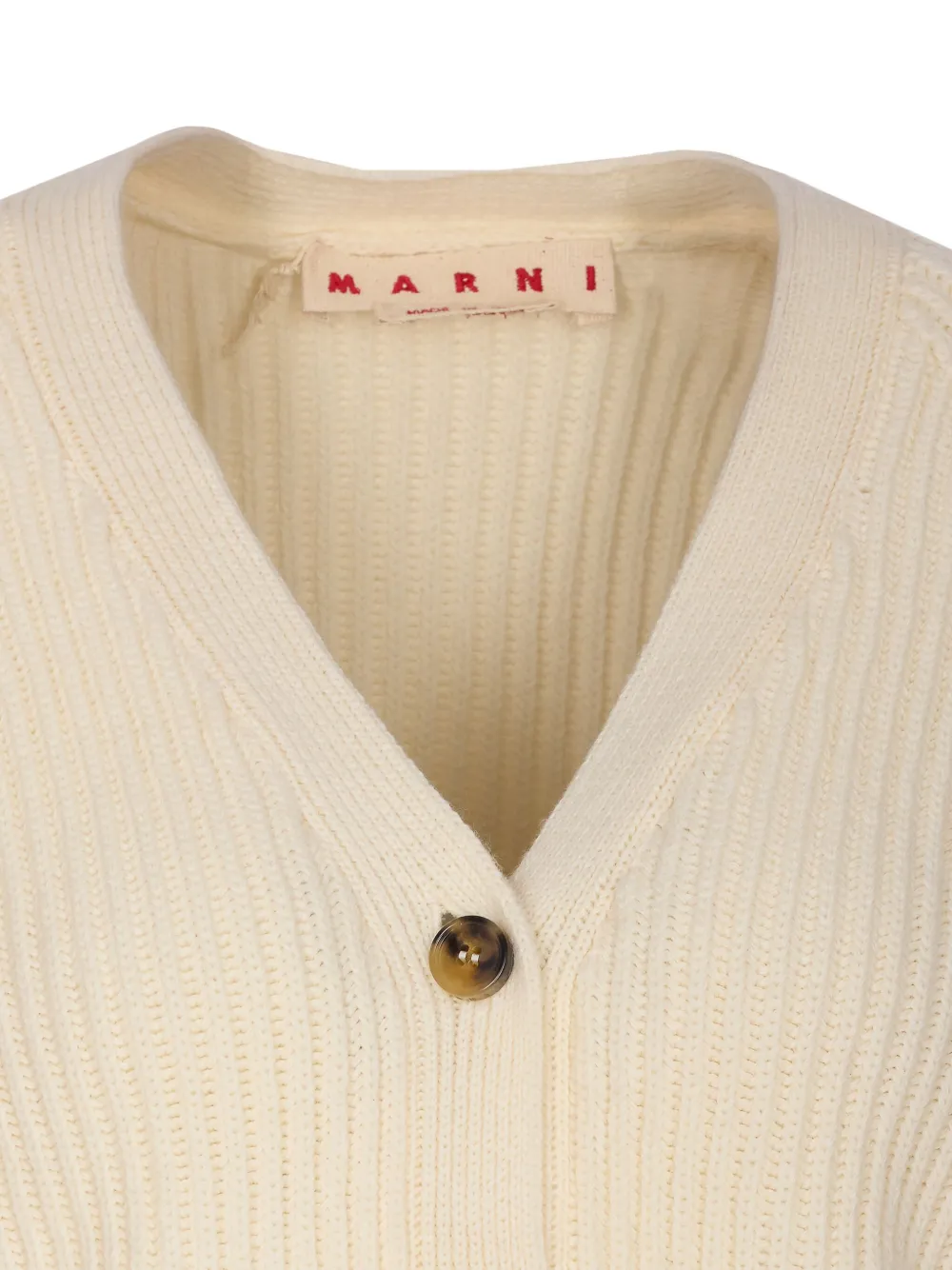 Marni Geribbeld vest met knoop Beige