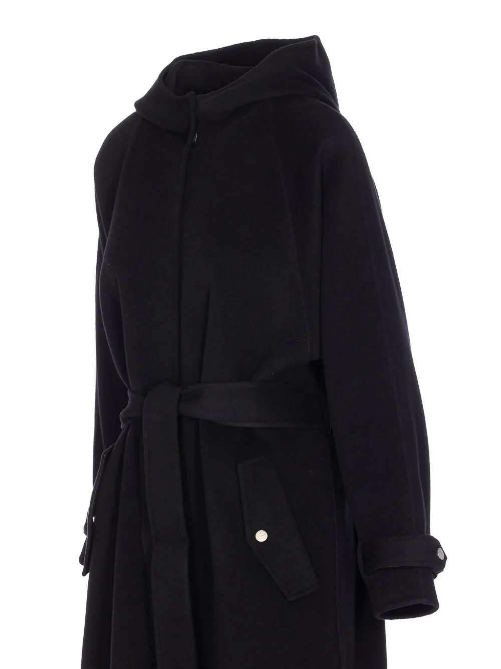 Pinko Hooded Belted Coat In Black