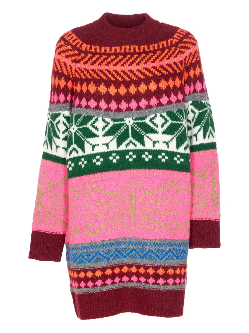 Essentiel Antwerp fairisle crew-neck knitted day dress | Pink | Image 1