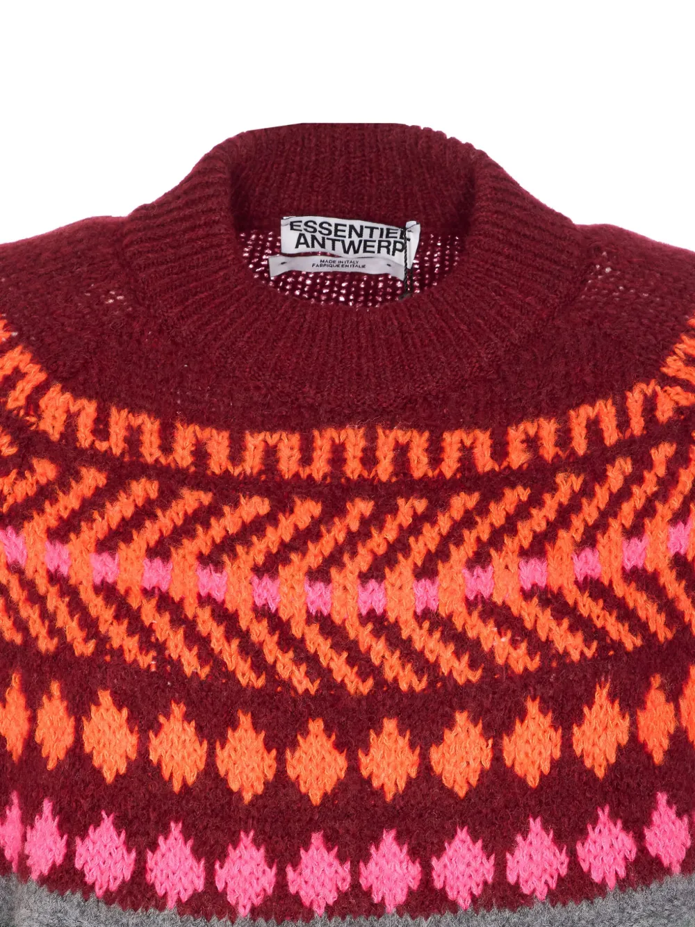 Essentiel Antwerp Fairisle gebreide jurk met ronde hals Roze