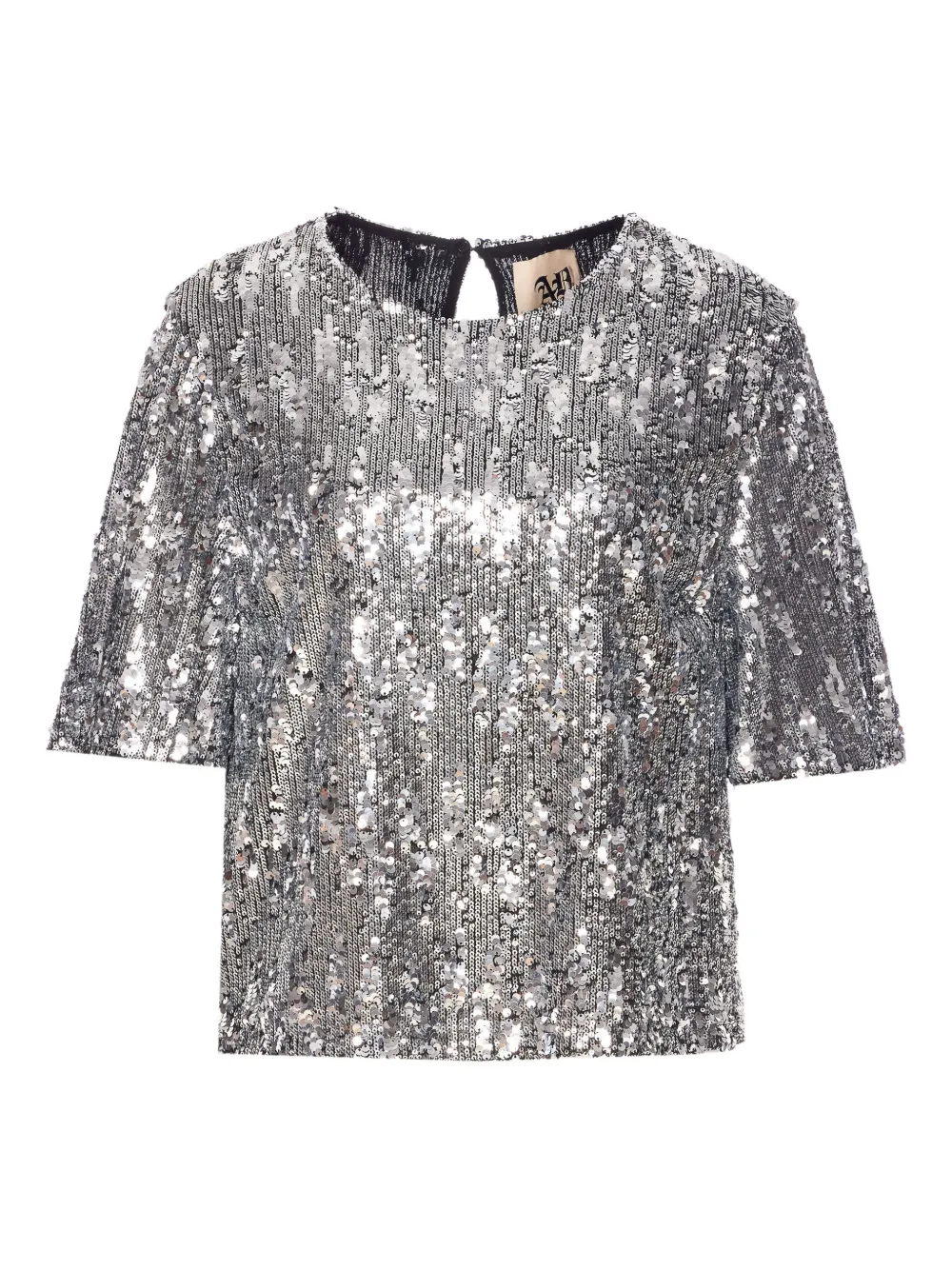 Aniye By Sequin-embellished Short-sleeve Top In Silver