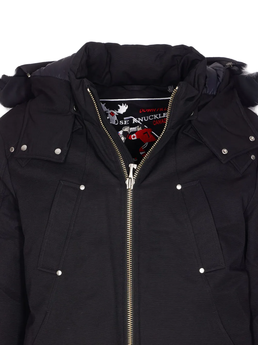 Moose Knuckles Versatile Bomber Jacket Removable Hood In Black