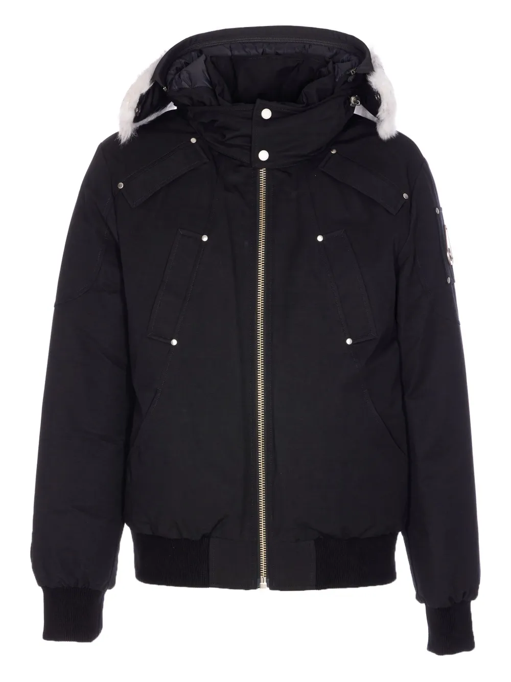 Moose Knuckles Versatile Bomber Jacket Removable Hood In Black